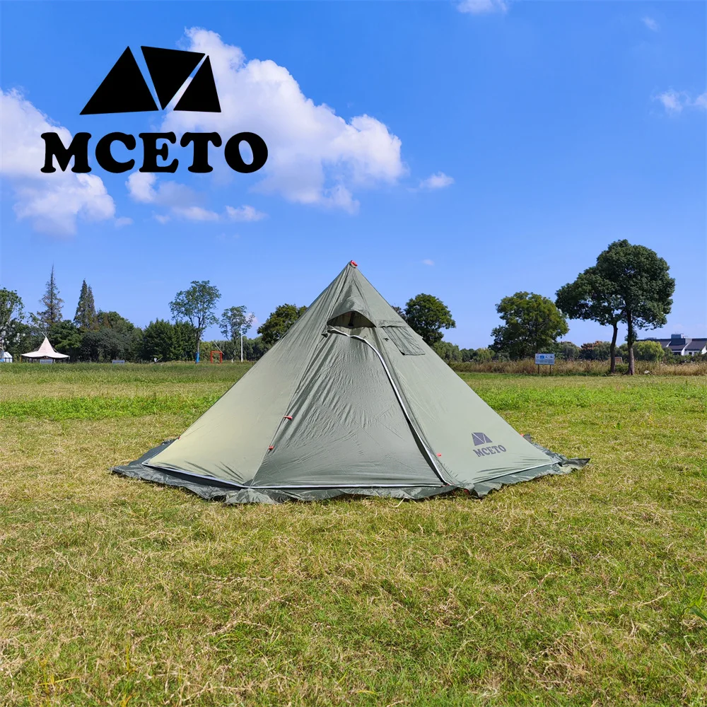 Легкая 3-местная палатка Tipi Hot Tent с огнезащитными дымоходными трубками оконные