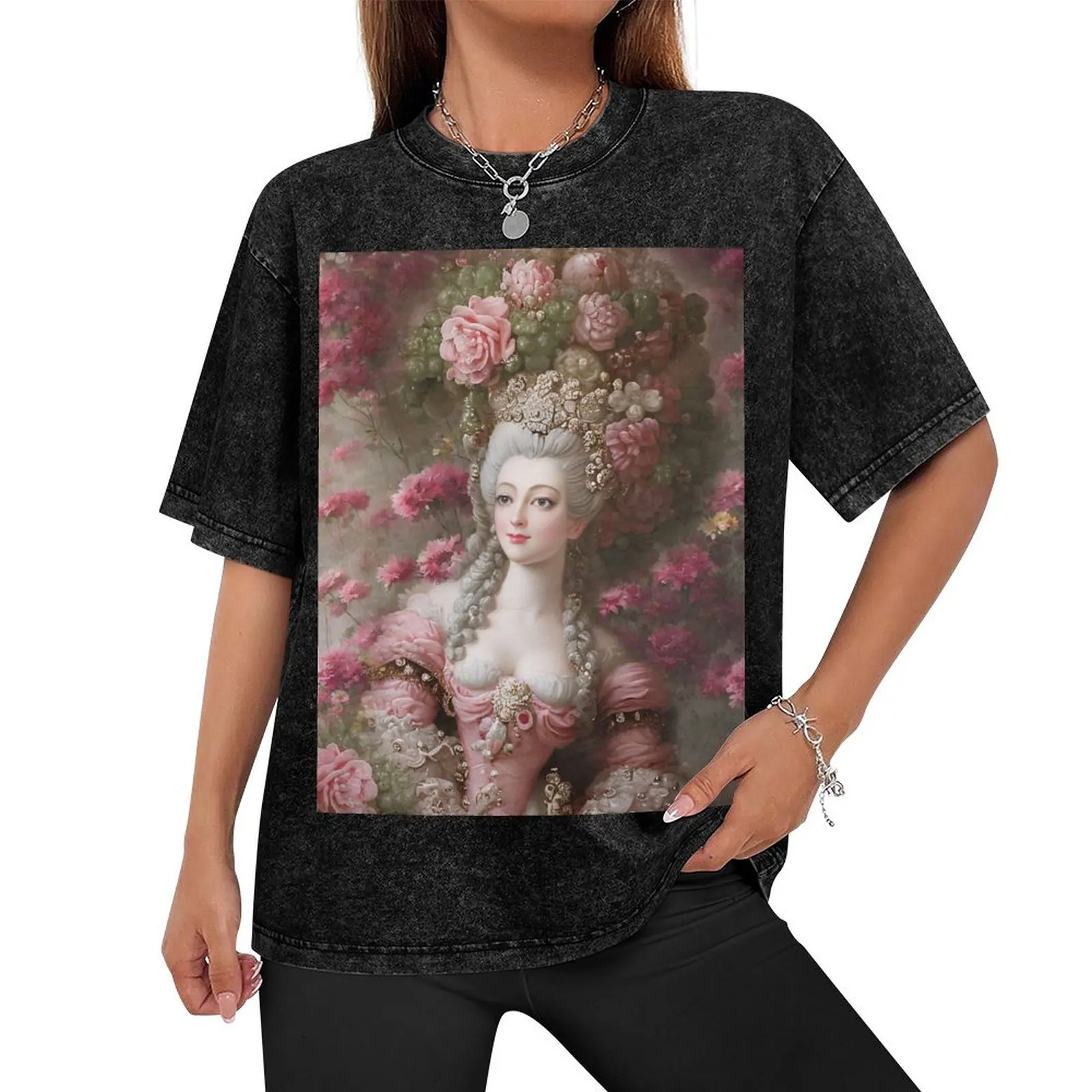 Мария-Антуанетта-футболка в стиле барокко с розами и королевой мужские футболки