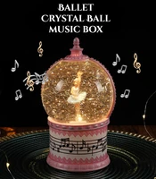 crystal ball music box night light snow whirling ballet ball girl birthday present music box decoration christmas lights