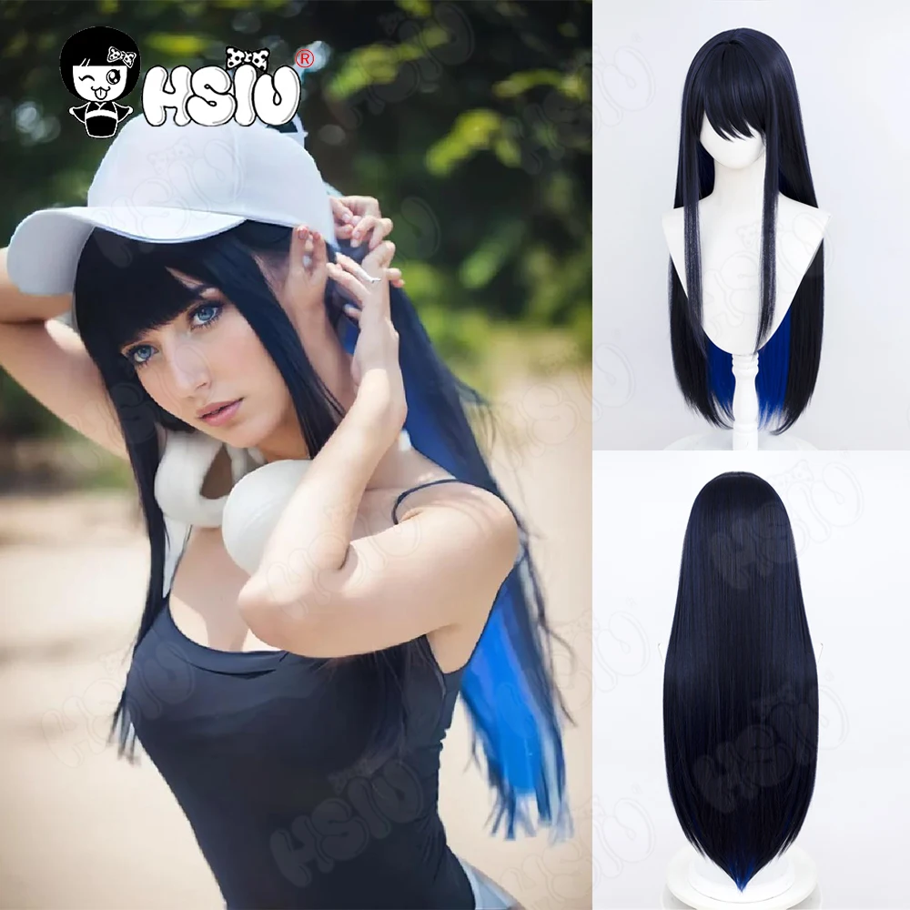 Jomae Saori Косплей Парик Синтетический парик из волокна「HSIU」Черный Синий Смешанный