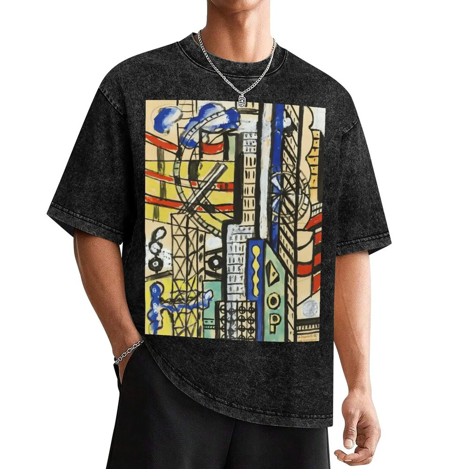 Фото Футболка Fernand Leger Souvenir de New York, синие арочные черные винтажные футболки больших размеров, мужская одежда №1