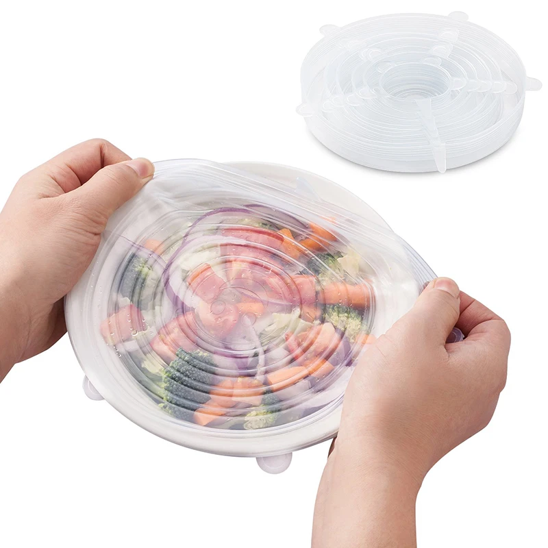 

Reusable Silicone Stretch Lids Set of 6 and Silicone Food Storage Bags