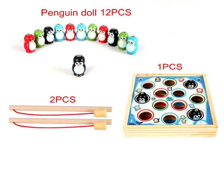 Игрушка-пазл Поймай пингвина деревянная игрушка 12 кукол Классический