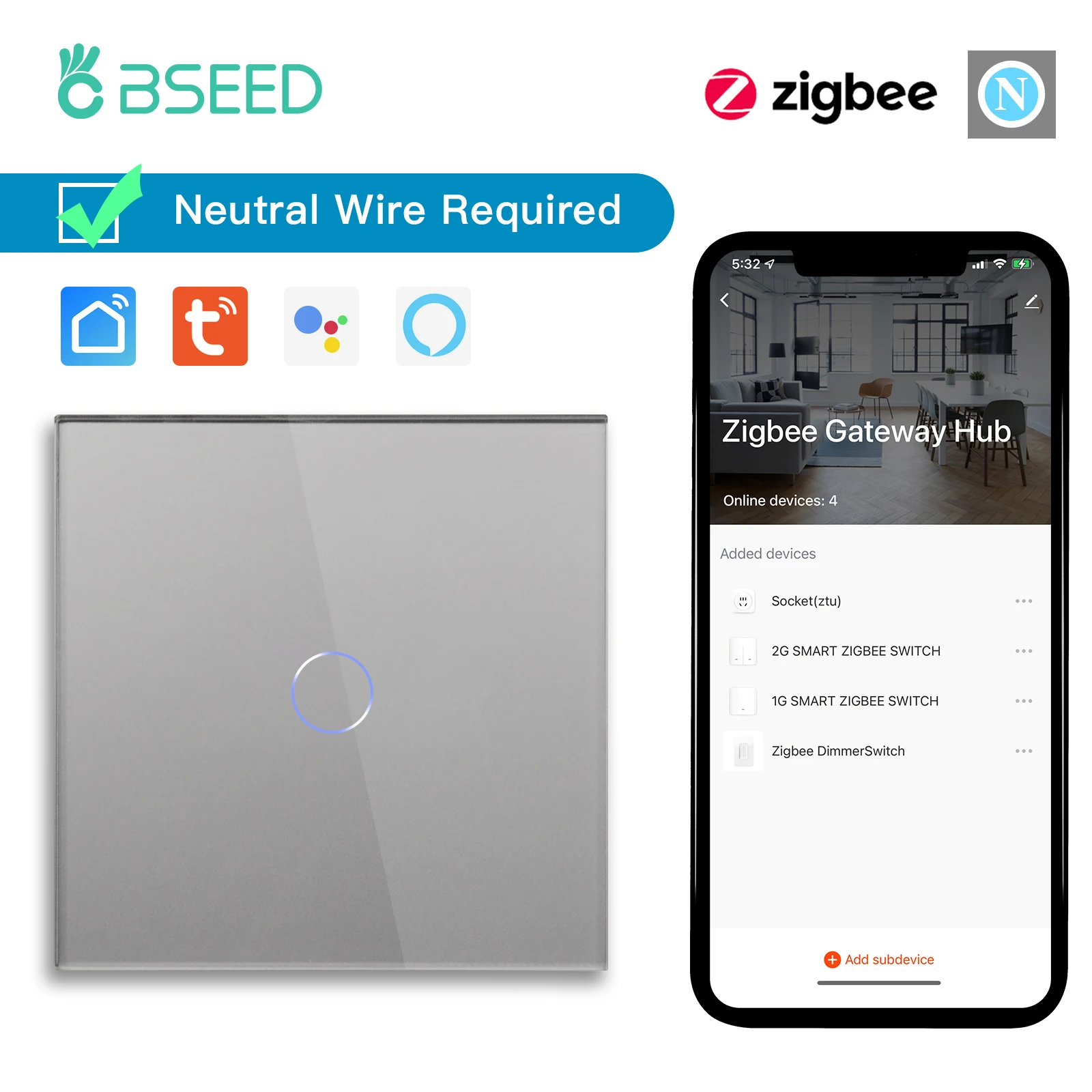 

BSEED Умные выключатели света Zigbee