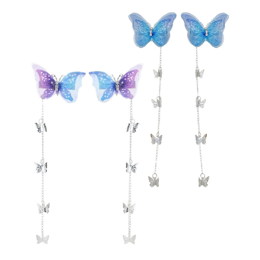 

2 Pairs Butterflies Hair Clip Multipurpose Fashion Hair Accessories Hair Styling Tools Butterflies Tassel Hairpin