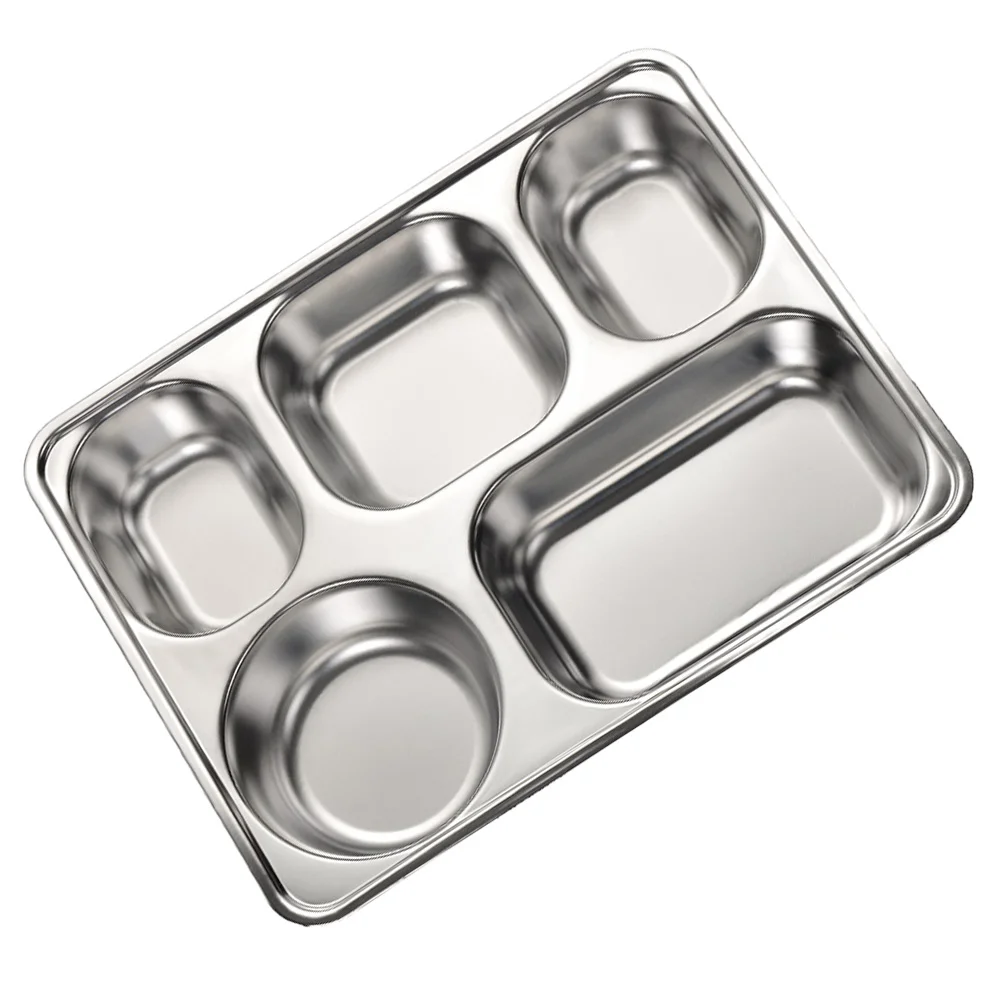 

Divided Plate Plates Trayfor Dinner Trays Portion Serving Control Steel Kids Stainless Lunch Compartment Adults Eating Meal