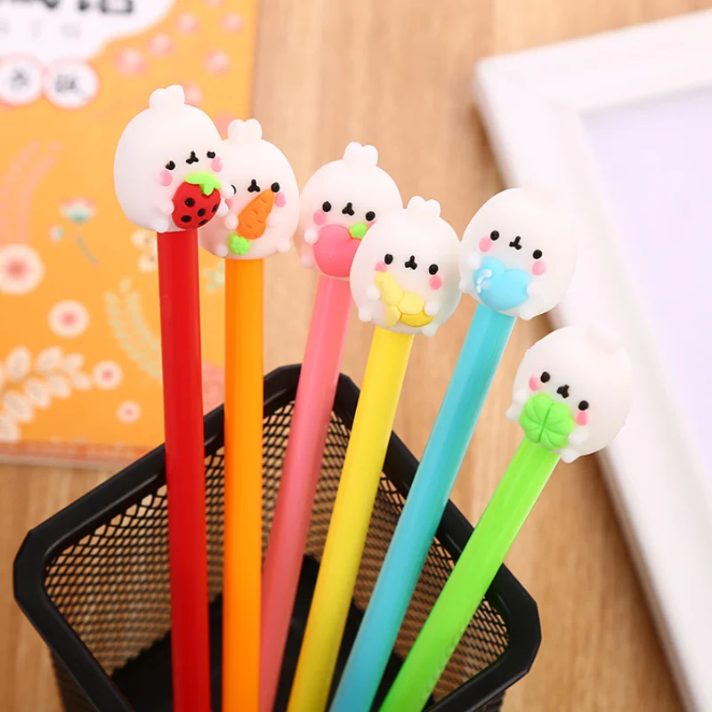 

Cartoon Rabbit Holding Fruit Neutral Pen Creative Stationery Students Cute Water-based Pen Office Supplies Signature Pen