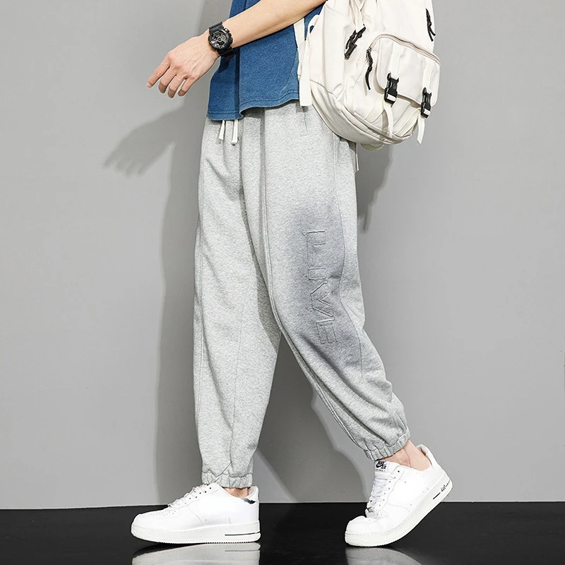 Мужские свободные спортивные брюки SHiONFA потертые хлопковые с эластичным поясом