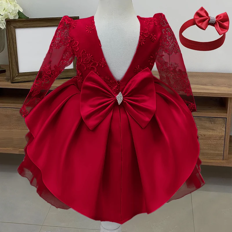 

Baby Wedding Princess Party Dress for Girls Flower Lace 1st Birthday Baptism Dress for Christening Toddler Kids Elegant Vestidos