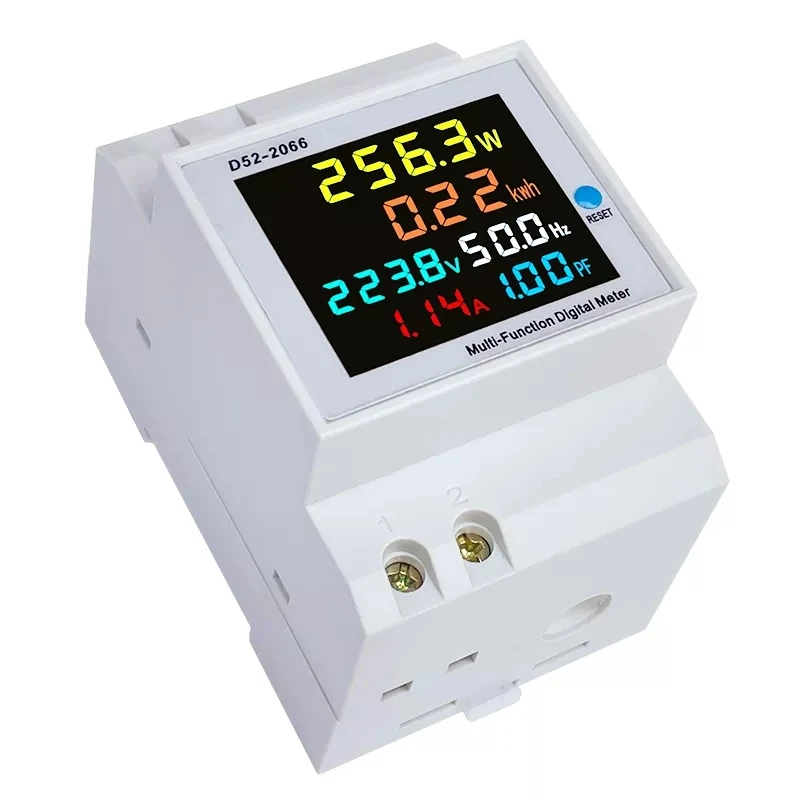 

Din Rail AC Monitor 110V 220V 380V Voltage Current Power Factor Active KWH Electric Energy Frequency Meter VOLT AMP 0.00-1.00PF