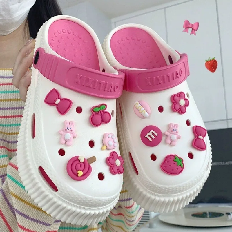 Летняя женская обувь с дырками сандалии для студентов пляжная из ЭВА на толстой