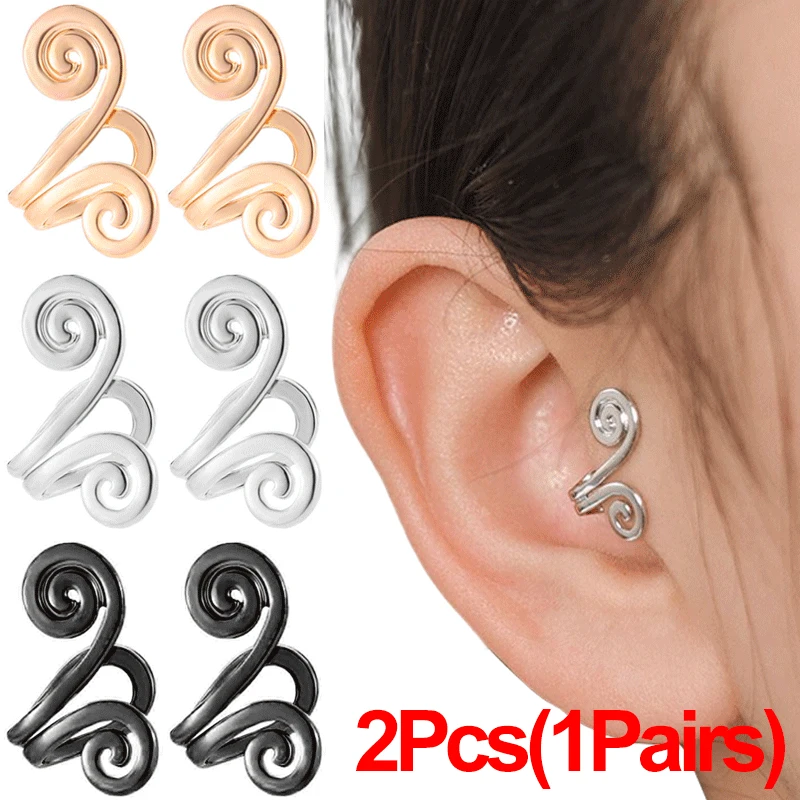 

2pcs Swirl Snail Nose Clip Tragus Clip Ear Cuff Earrings Women Girls Fake Pierced Earlobe Studs No Piercing Earring Jewelry Gift