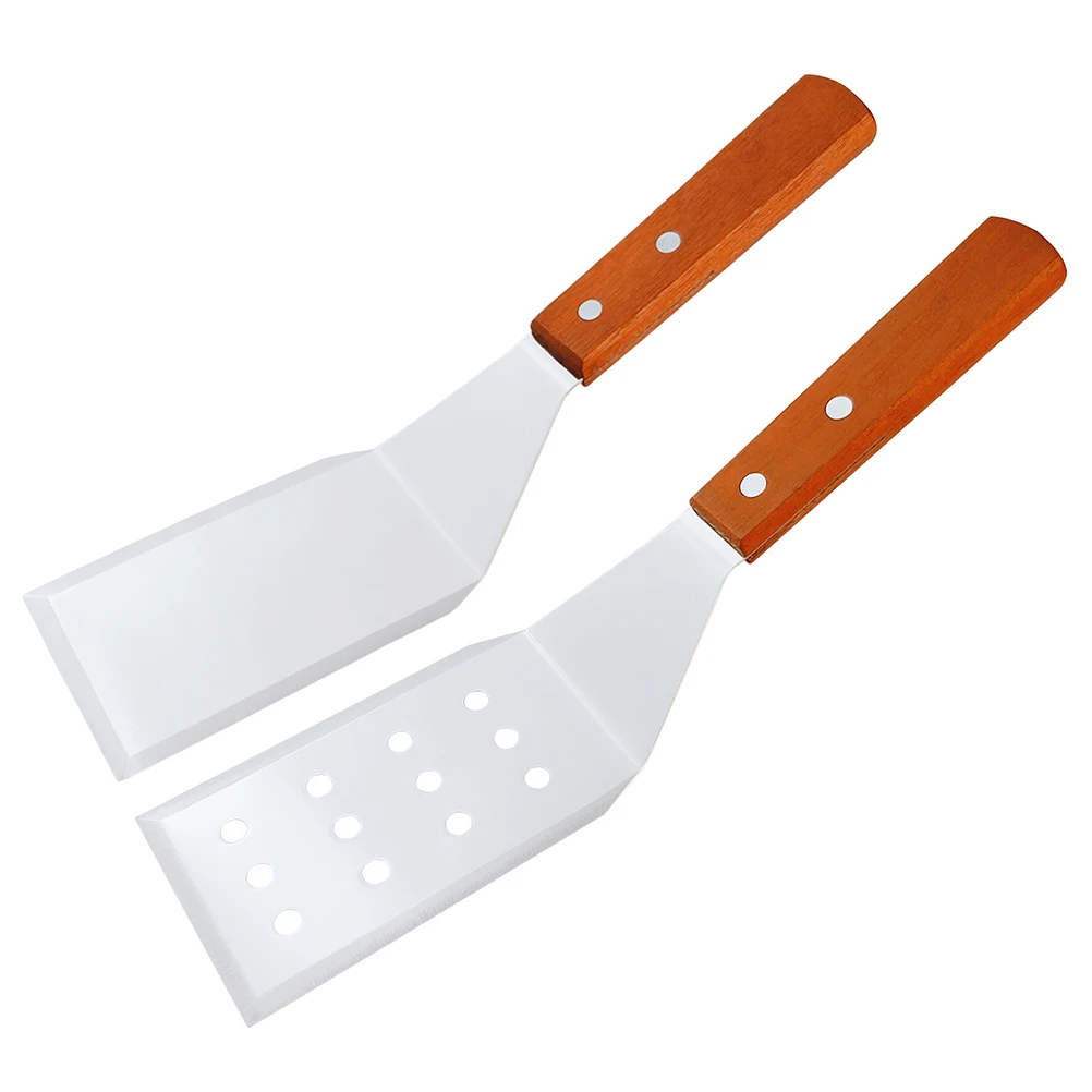 

Stainless Steel Spatula Heavy Duty Spatula Turner Beveled Edge Hardwood Handle Burger Spatula Iron Top Grills Skillet Spatula