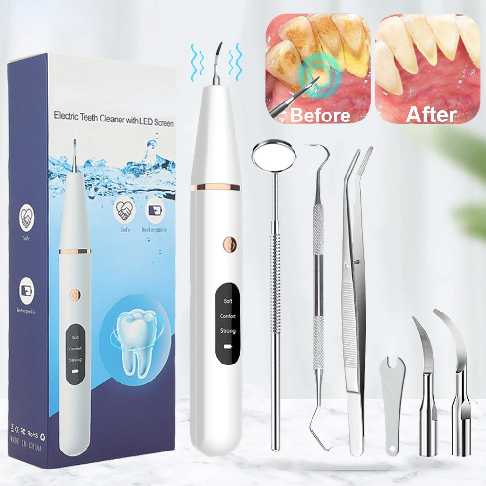 

Ultrasonic Dental Scaler For Teeth Tartar Stain Tooth Calculus Remover Electric Sonic Teeth Plaque Cleaner Dental Stone Removal