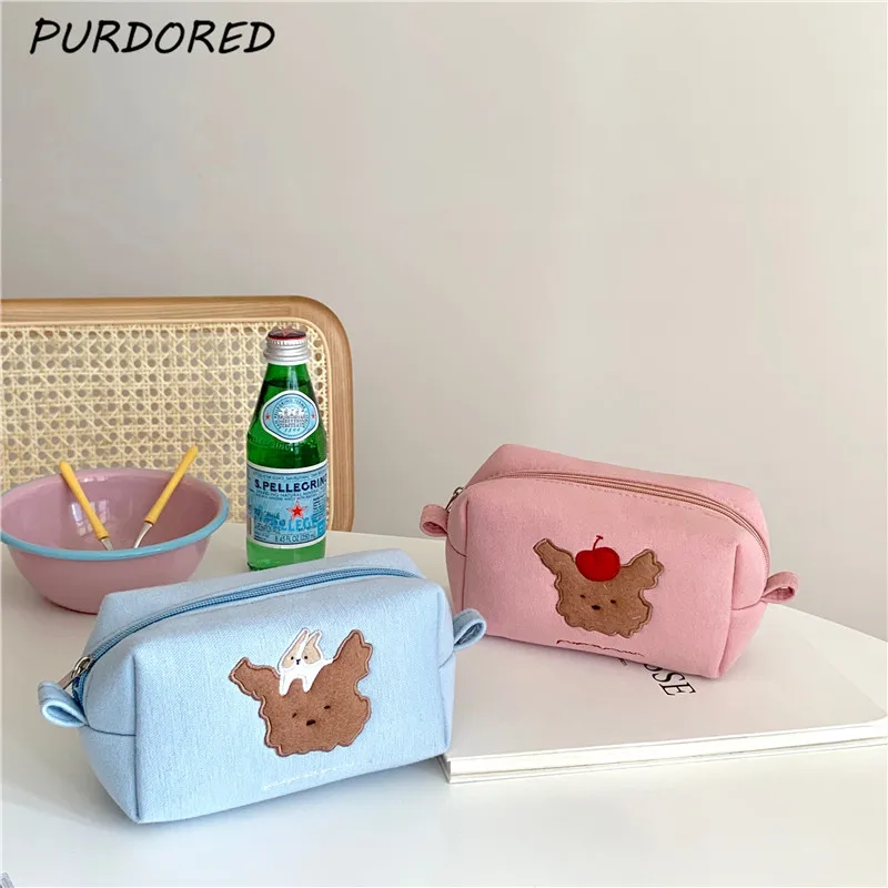 

PURDORED 1 Pc Women Cute Cosmetic Bag Korean Style Bear Makeup Organizer Case Travel Make Up Bag Case Necessaries Toiletry Bag