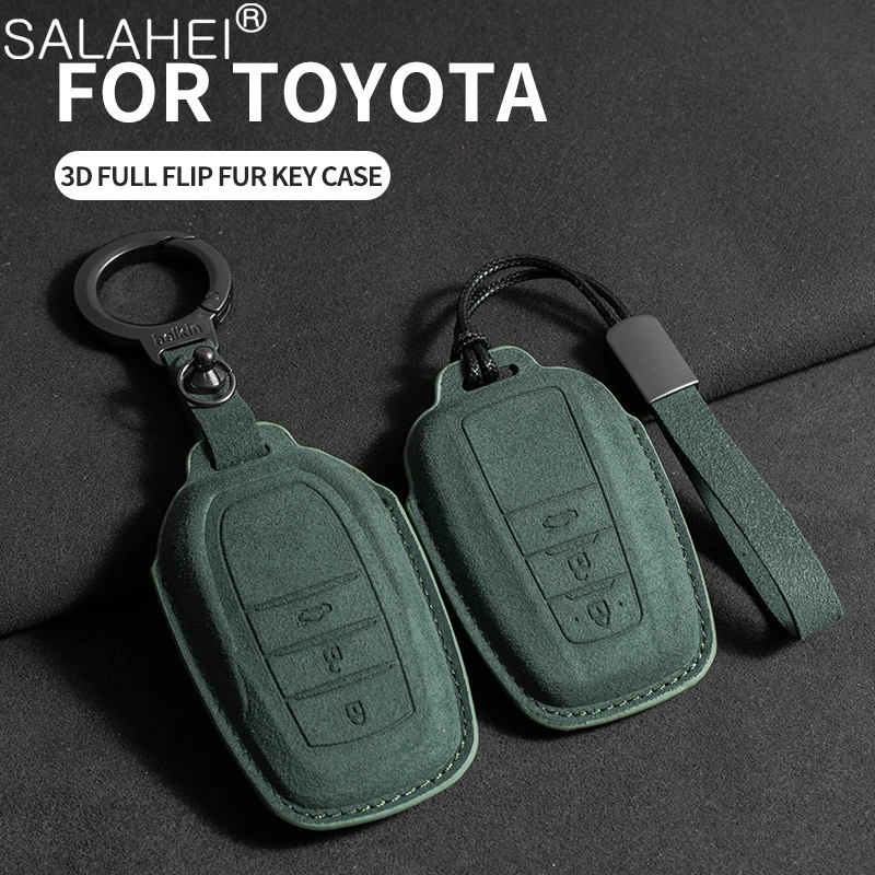 Фото Чехол для автомобильных ключей из замши для Toyota Chr Rav4 Auris Avensis Prius Aygo Camry Corolla Land Cruiser 200 Prado Crown, аксессуары №3