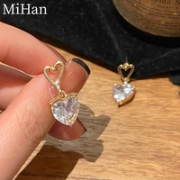 mihan 925 silver needle sweet jewelry heart earrings delicate design high quality shiny crystal drop earrings for women gifts