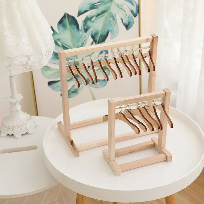 

5pc BJD Dolls Clothing Hanger Ob11 1/12 BJD Toys Clothes Dress Hanger For OB11 Molly Doll Wooden Coat Hanger Dollhouse Furniture