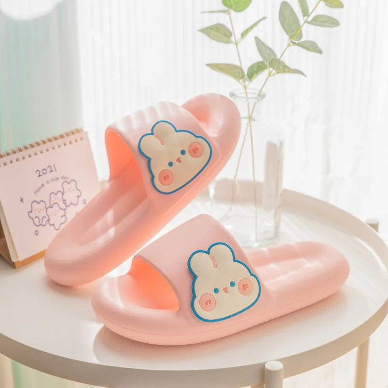Rabbit Slippers Ladies Cute Platform EVA Sandals Couples Summer Soft Sole Indoor Bathroom Shoes Non-Slip Comfort Home Slides