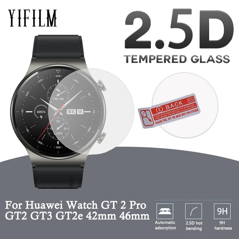

2pcs Tempered Glass Protective Film For Huawei Watch GT 2 Pro 46mm GT2 E GT3 GT2e 42mm 9H Clear Screen Protector Glass Film