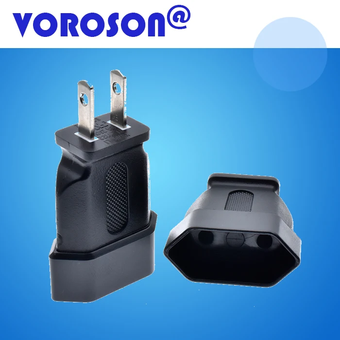 USA Canada 2Pin Male to Europe 2Pin Female AC Adapter, Molded Nema 1-15P to EU. Female AC Connector for CEE7 Europlug receptacle