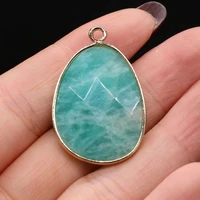 hot sale natural stone pendants reiki heal faceted green amazonites for charms jewelry making diy women necklace gifts