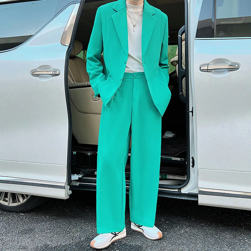 

Men 2PCS Suits Sets Blazer Pant Japan Korean Streetwear Vintage Fashion Commute Dress Suit Jacket Pant Male Coat Trousers Suits