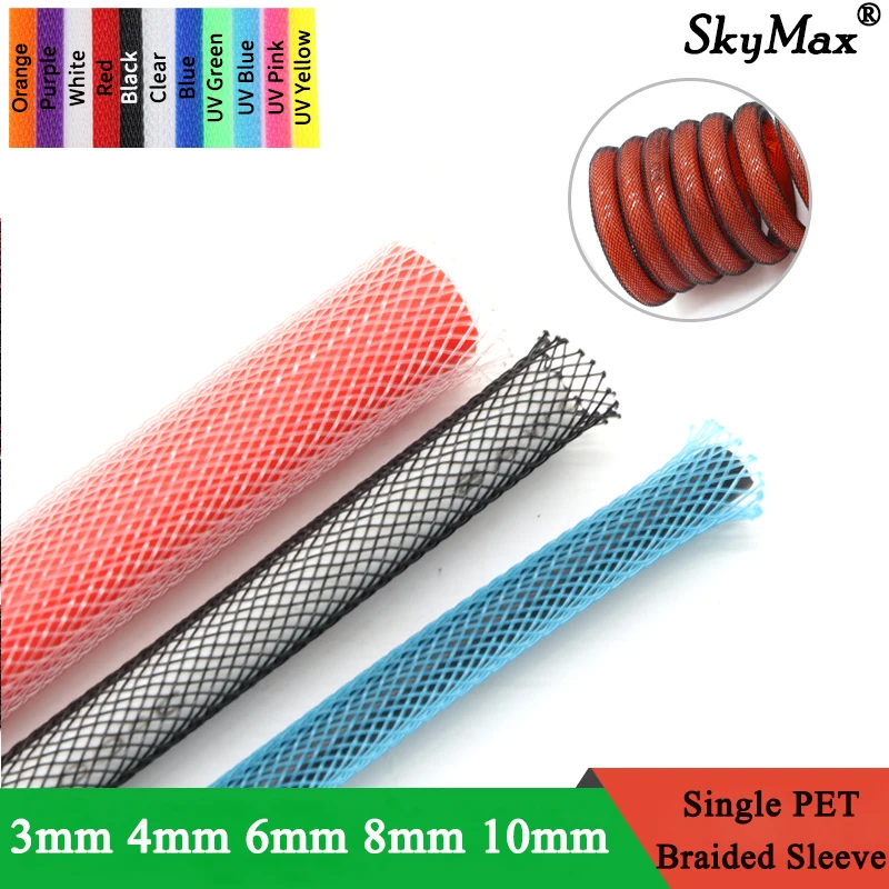 

2/5/10/20M Braided Cable Sleeve 3 4 6 8 10mm Single PET Expandable Nylon USB Data Keyboard Cable Sheath Protector Wire Wrap