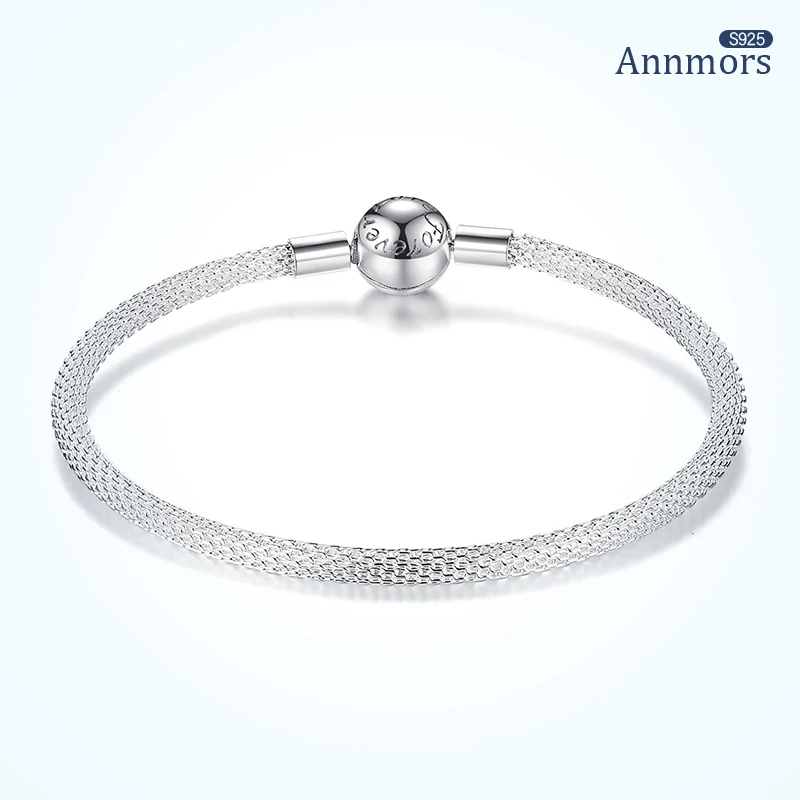 

Annmors Round Clasp Bracelet Snake Chain Fits Original Me 925 Sterling Silver Bracelet Charm Bead Women DIY Jewelry Making