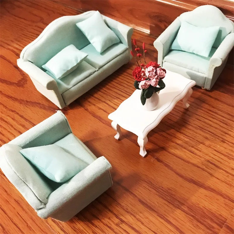 

1:12 Mini Furniture Toys Kawaii Dolls Sofa Pillows Set Simulation Dollhouse Miniature Pretend Play Accessories Children Gift