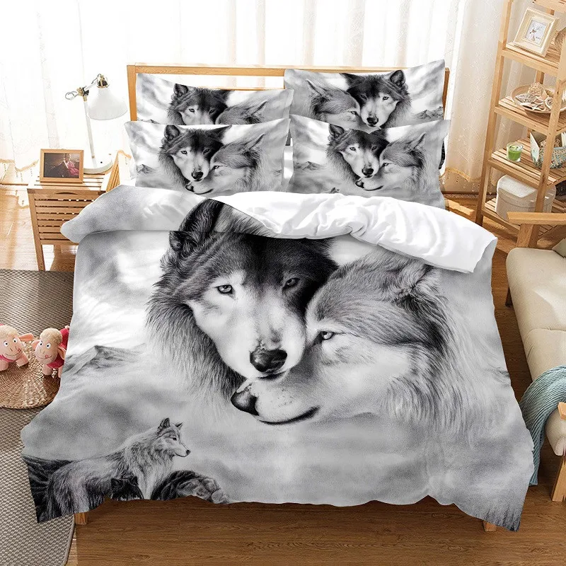 Комплект постельного белья Love Wolf пододеяльник 3d постельное белье с цифровой