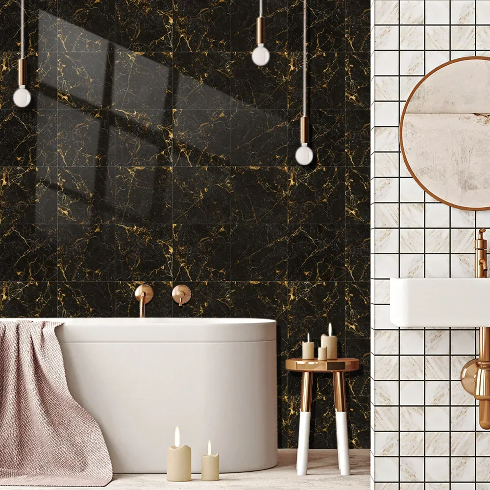 Черная Золотая мраморная плитка отделка кухонная настольное украшение