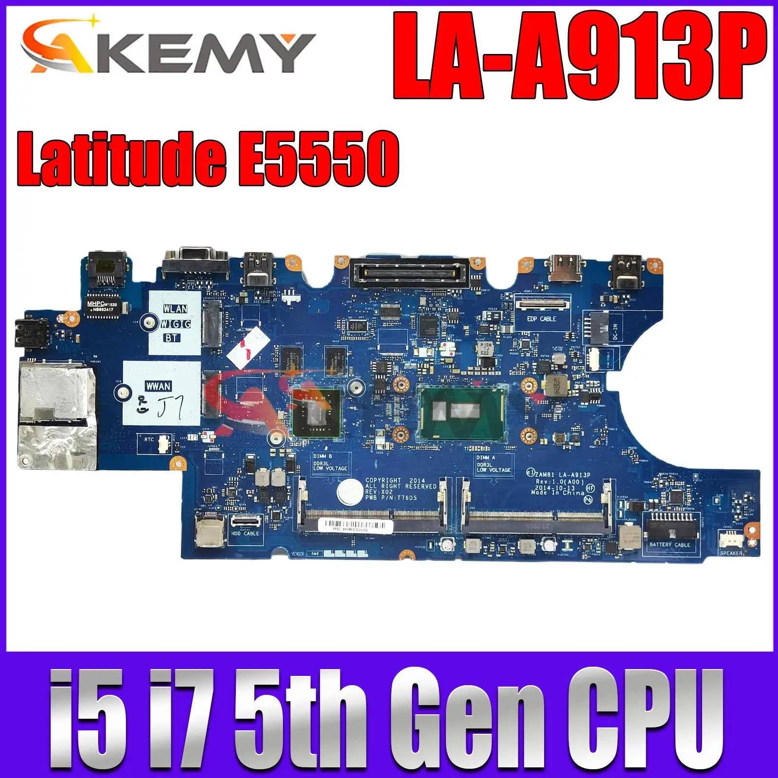 

LA-A913P i7-5600U CPU 830M/2GB GPU i5-5300U материнская плата для ноутбука для материнской платы ноутбука Dell Latitude E5550