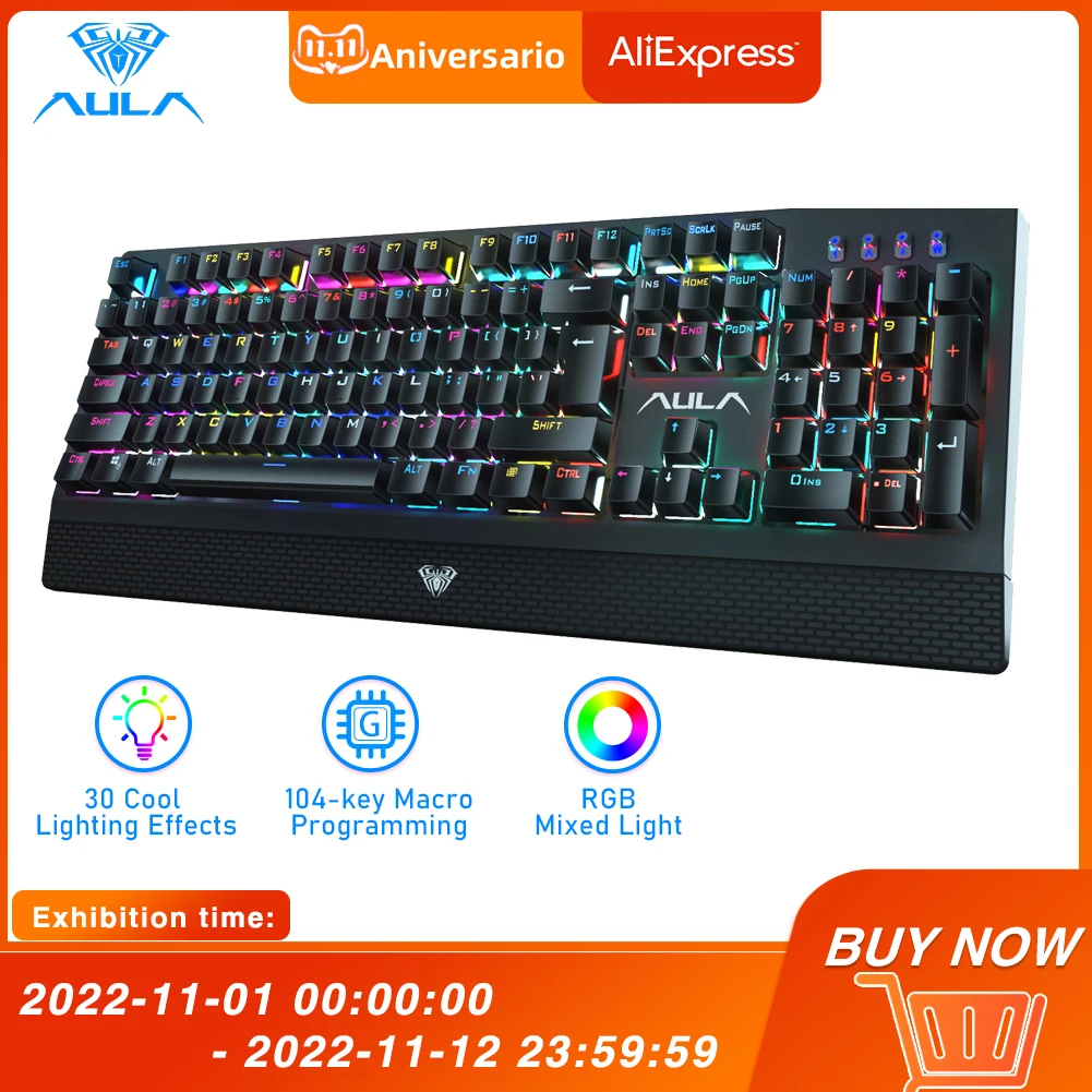 

Клавиатура игровая Механическая Проводная с RGB-подсветкой, 104 клавиш