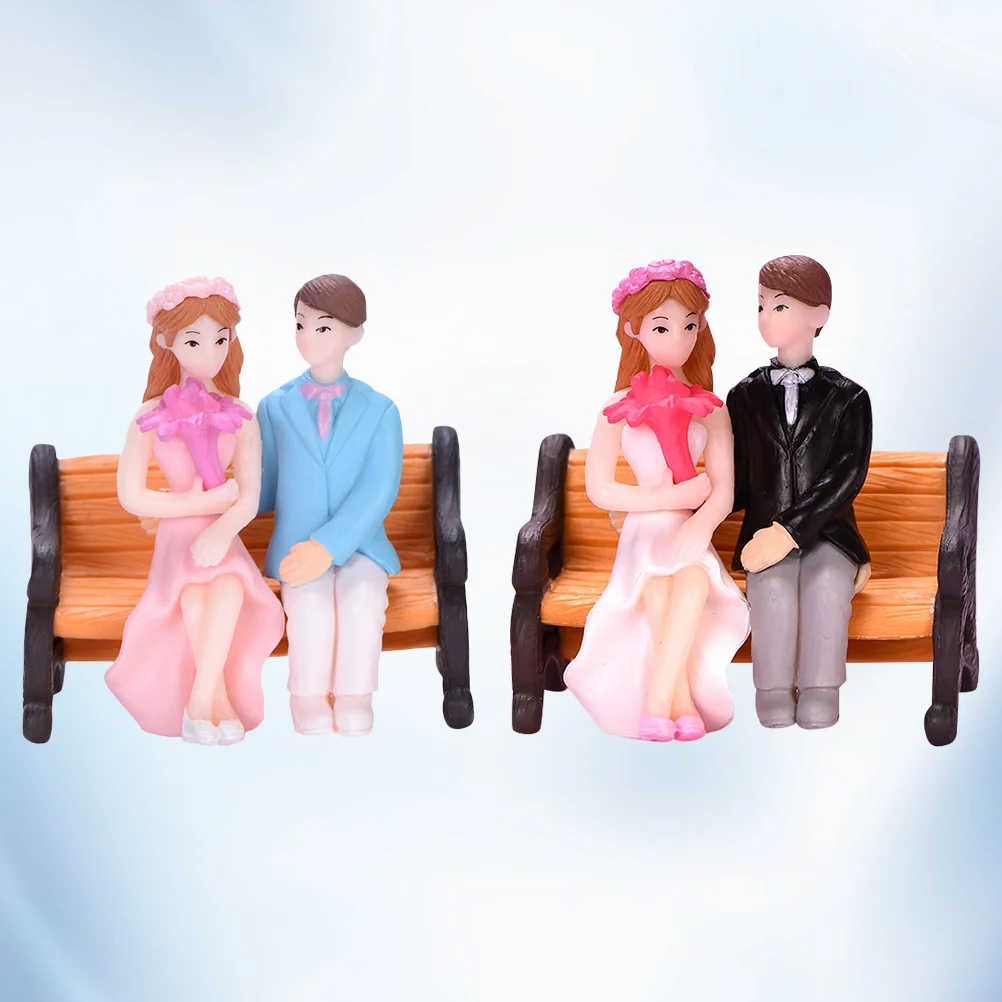 

2pcs Wedding Dress Figures Funny Ornament Lover Ornaments for Home Car