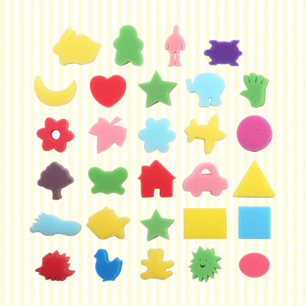 

Sponge Painting Kidschildren Sponges Brush Craftdiy Shapes Brushes Toddlersset Animal Toddler Stamps Educational Learning Stamp