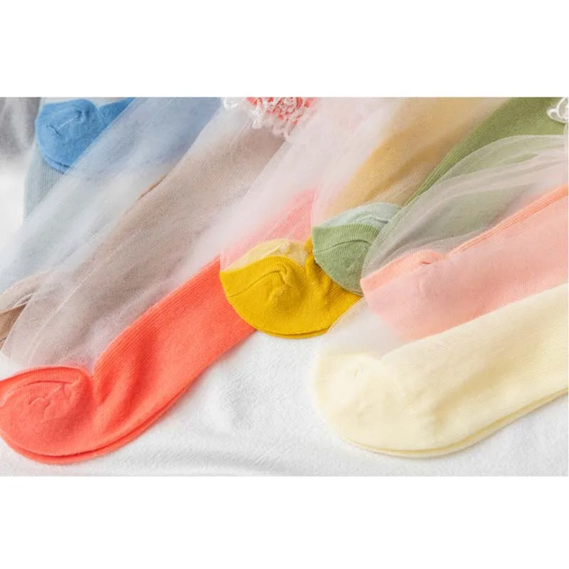 5pairs Women's Ultra-thin Stockingss Transparent Glass Silk Harajuku Stockings Elastic Short Socks New
