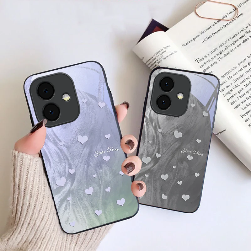 Фото Светящийся в темноте стеклянный чехол для телефонов Oppo A40, A54s, A16, A98, A3x, A80, A74, A60, A17, A96, A93, A38, A18, A79, A58, A78, A73, A60, A3 №4