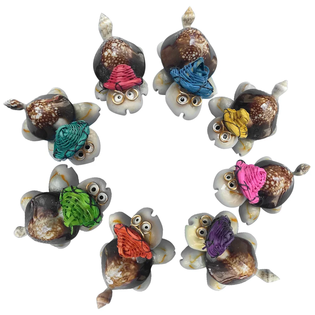 

8 Pcs Juneteenth Outdoor Decorations Turtles Ornaments Straw Hat Garden Shell Statue Figurines