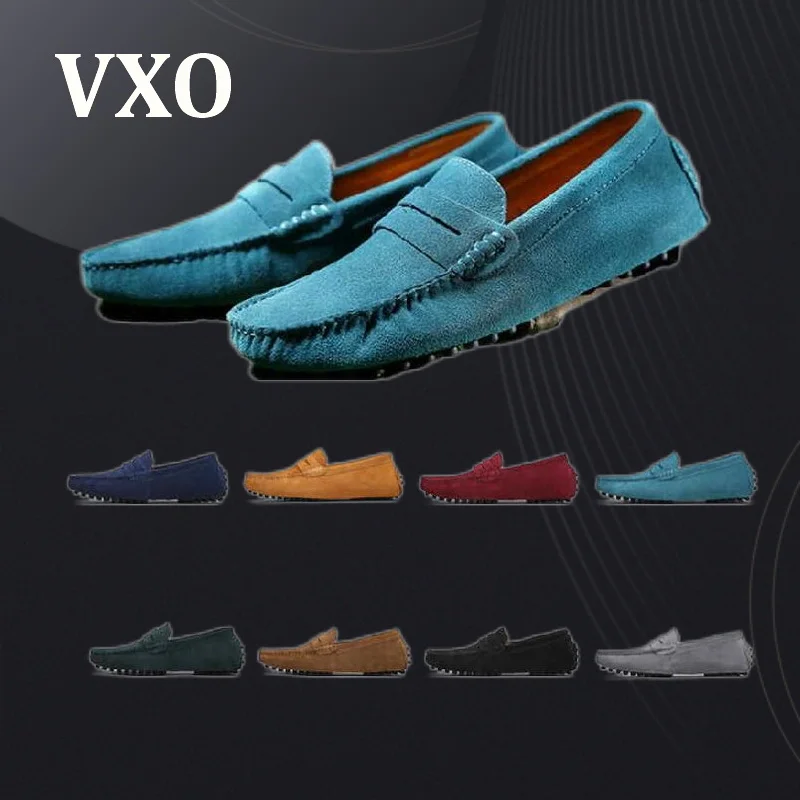 

VXO Men Loafers Soft Moccasins Spring Autumn Genuine Leather Shoes Men Flats Driving Shoes Lazy Casual Men Shoes Multi-Color