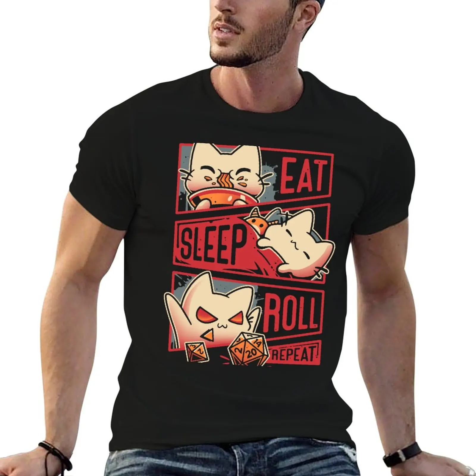 Ролевая игра Routine-футболка Kitten Dice Roll негабаритная потная корейская модная