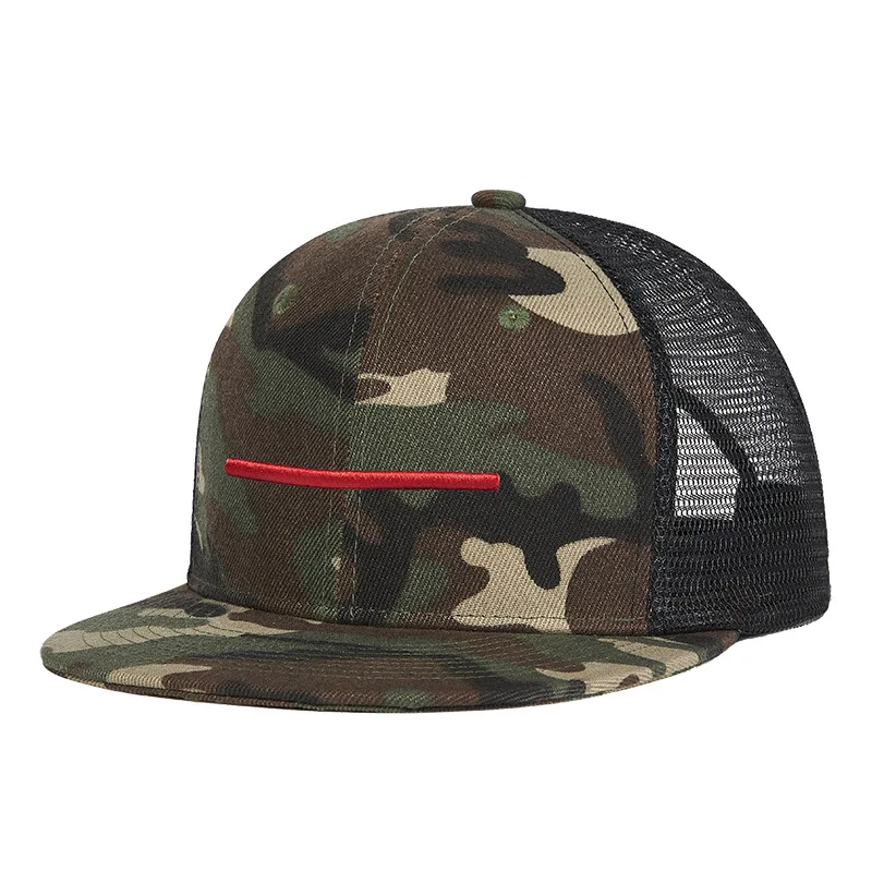 

Cap Men Summer Mesh Breathable Snapback Camouflage Flat Bill Adjustable Hiphop Hat Sports Accessory For Teenagers Women