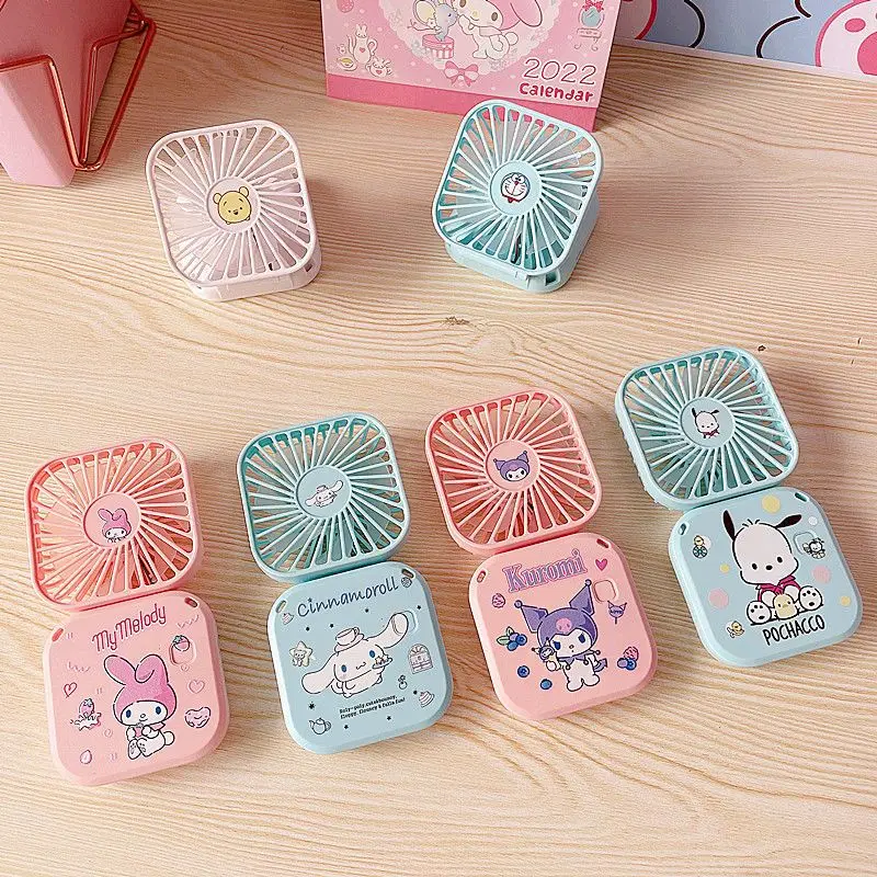 

Cinnamoroll Kuromi Slacker Fan Handheld Usb Charging Portable Pochacco My Melody Folding Fan Dormitory Home Outdoor Toy for Kids