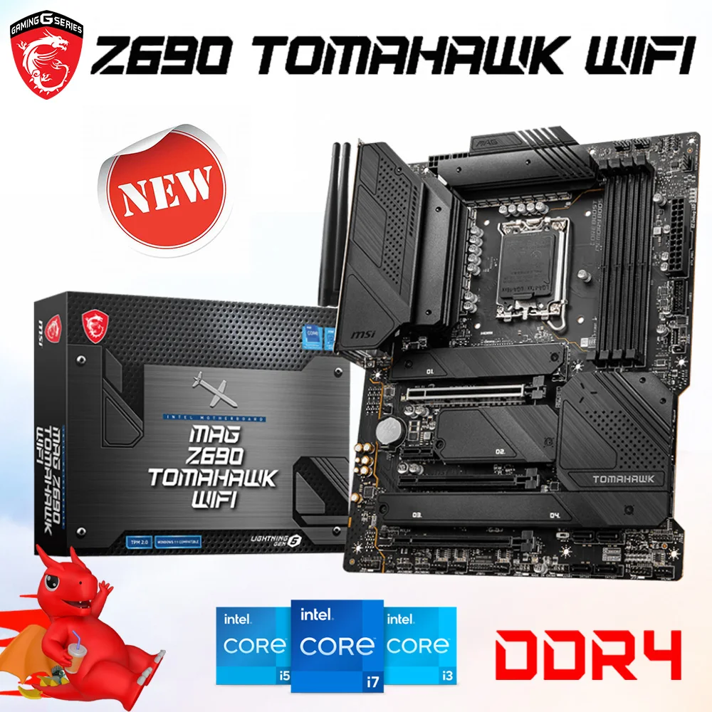 

LGA 1700 12th Gen Intel MSI MAG Z690 TOMAHAWK WIFI DDR4 Motherboard 128GB M.2 PCI-E 5.0 GAMING Z690 Placa-mãe Desktop ATX Z690