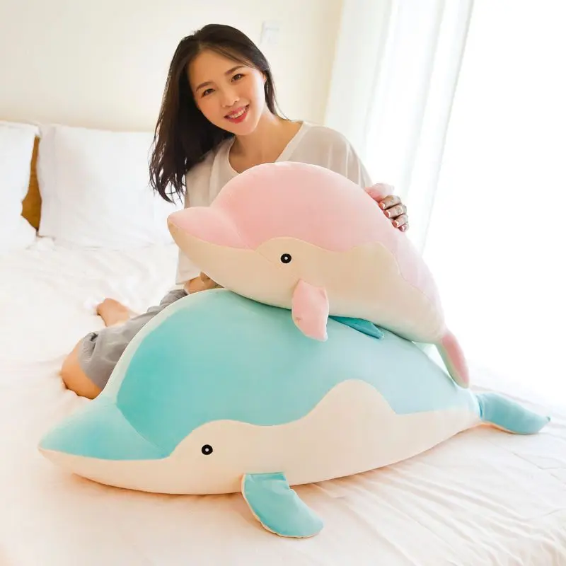 

50/70/90/110cm Lovely Dolphin Plush Toys Stuffed Soft Cute Animal Dolls Sofa Decor Baby Pillow Cushion for Kids Children Gifts