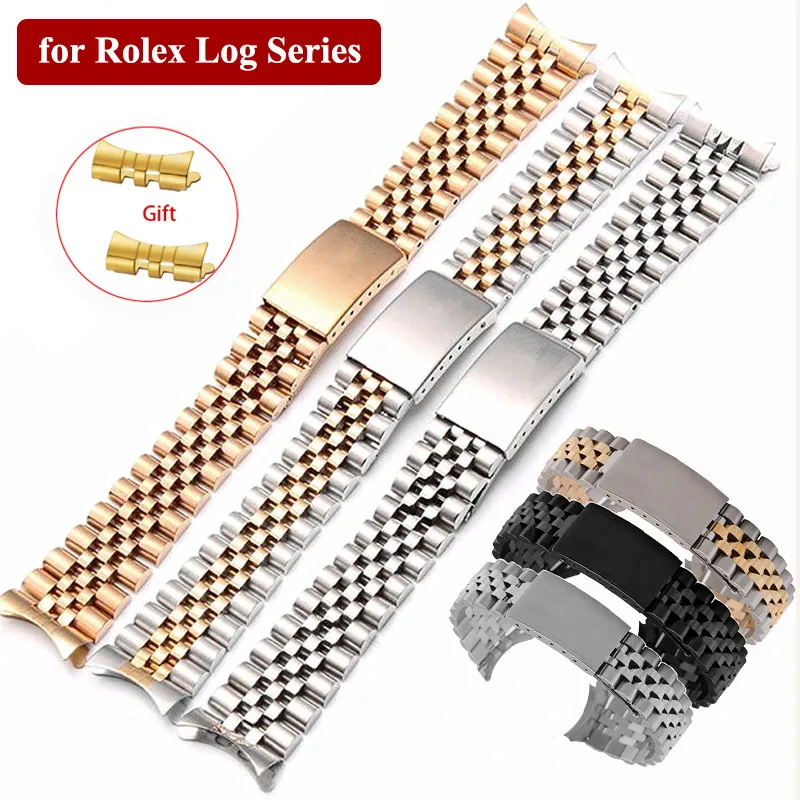 

Five-bead Watch Band Stainless Steel for Rolex Log Series Wristband Bracelet Strap 13/17/18/19/20/21/22mm Men Watchband Chain