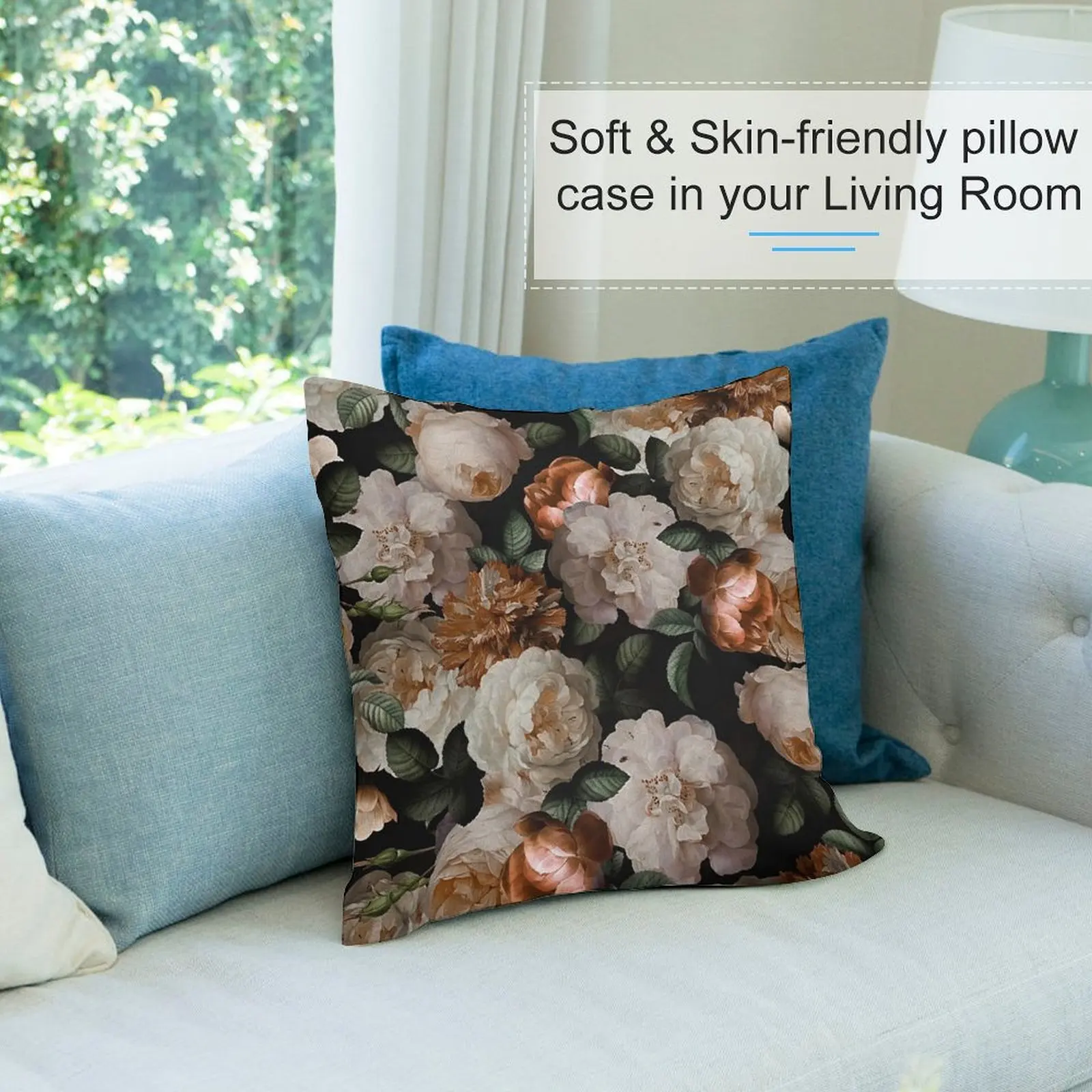 Антикварные Jan Davidsz. de Heem пышные розы цветы на черном растительном узоре ночник