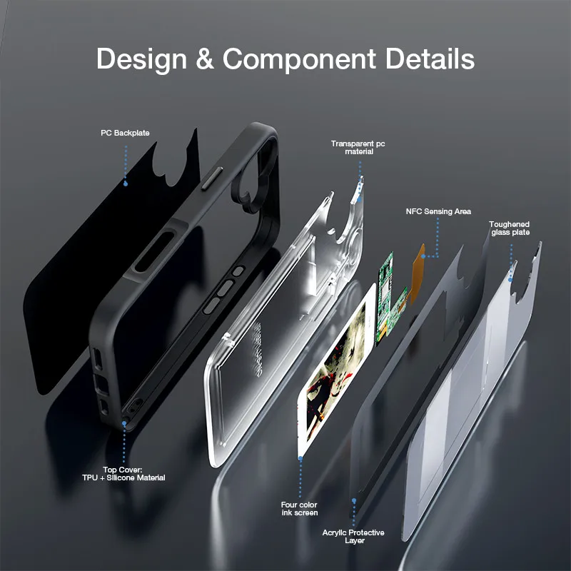 Чехлы для смартфонов с функцией NFC iPhone 16 Pro Max чехол телефона чернильным экраном