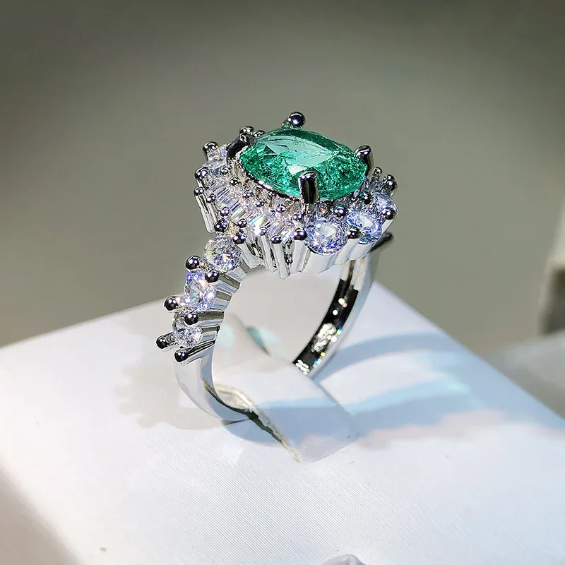 

Genuine 925 Sterling Silver Green Emerald Jewelry Ring for Women Fine Anillos De Wedding Bands Origin Emerald Silver 925 Jewelry