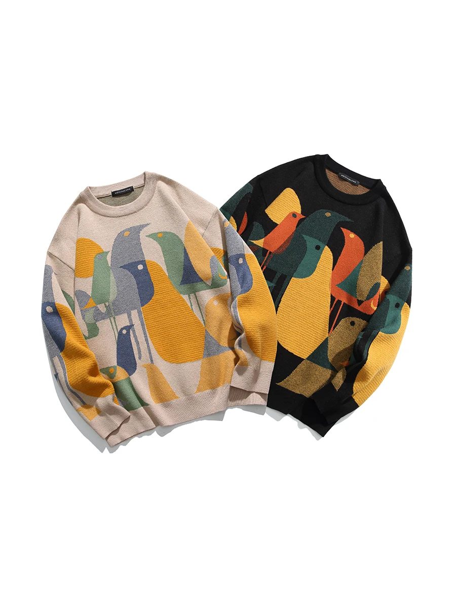 Youshu National Fashion Импрессионистская иллюстрация Свитер с круглым вырезом Пара High Sense